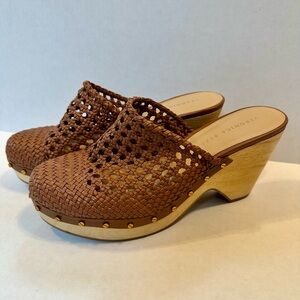 Veronica Beard Women's Brown Hardie Clog Leather Heel Shoes Size US 9 M